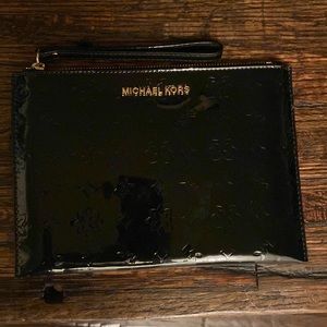 Michael Kors Black Metallic Signature Wristlet